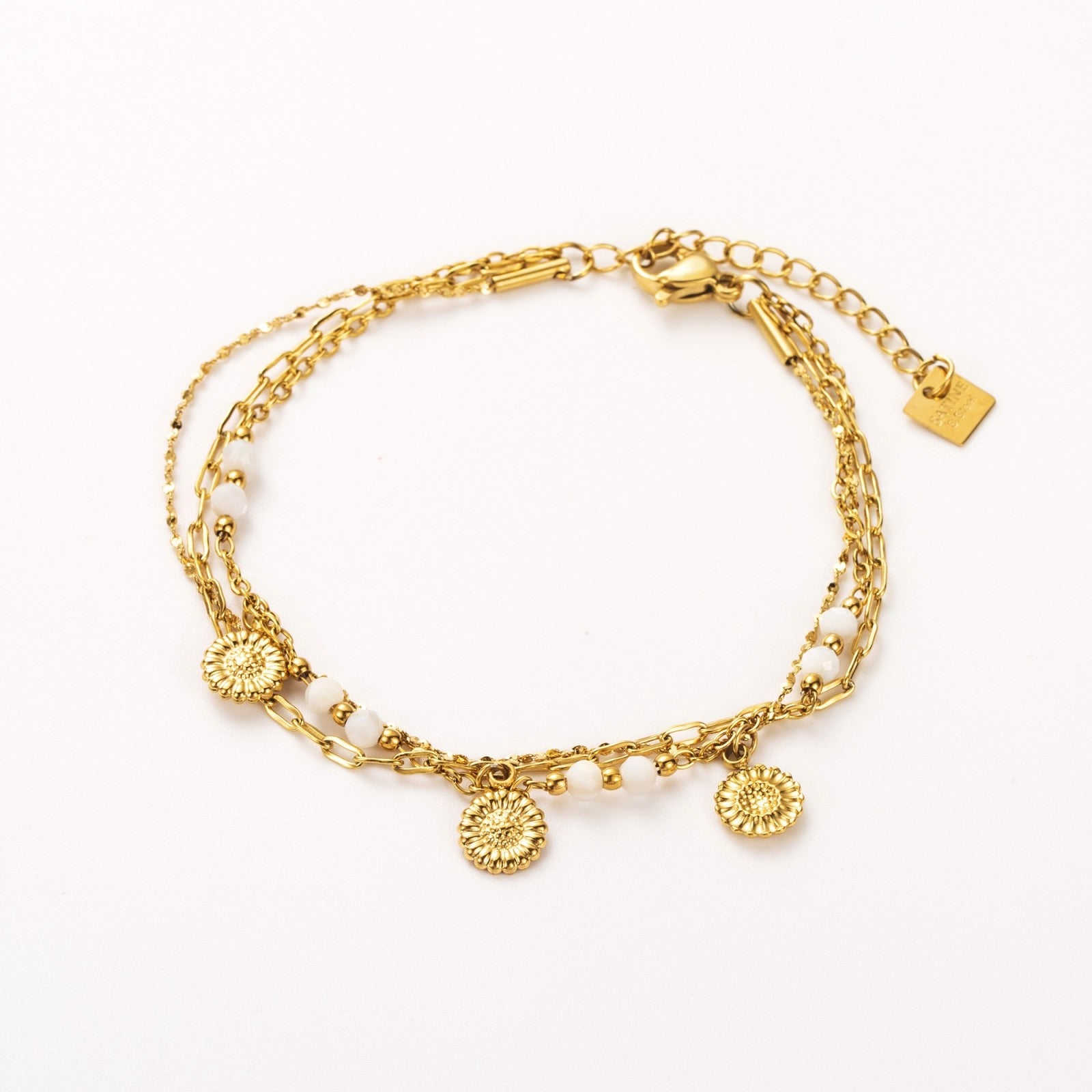 Bracelet 3 rangs trio de marguerites