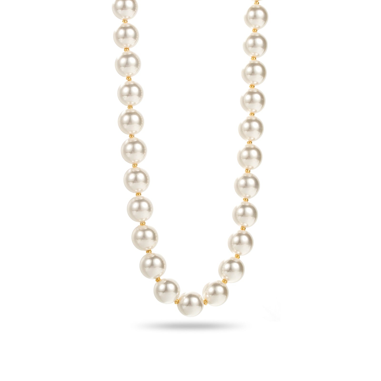Collier perles blanches avec détails doré