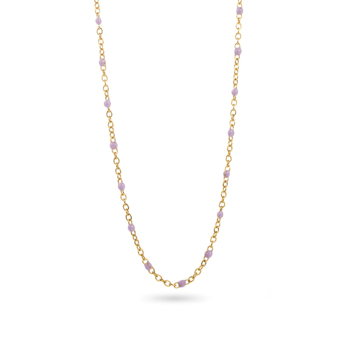 Collier petites perles colorées collier acier inoxydable doré petites perles violettes résiste à l'eau hypoallergénique